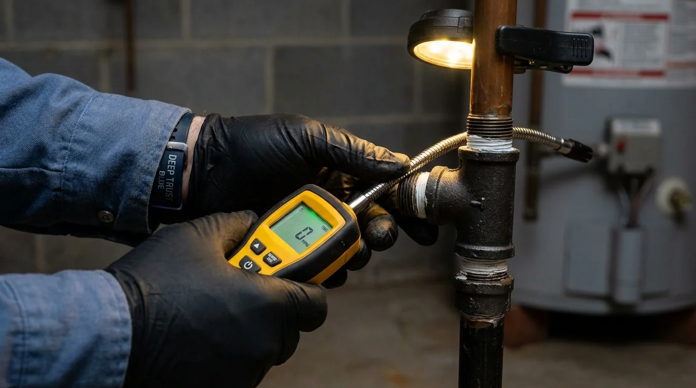 Gas leak detection with electronic sniffer by Johns Plumbing LLC in Melrose